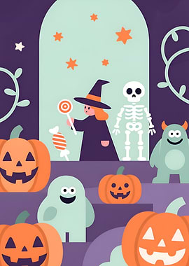 Cute Halloween Cartoon Illustration