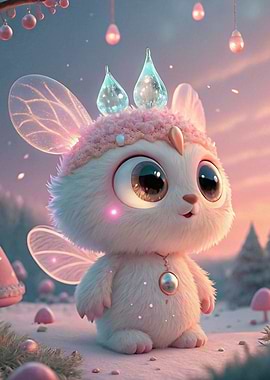 Cute Fairy Creature in Winter Landscape