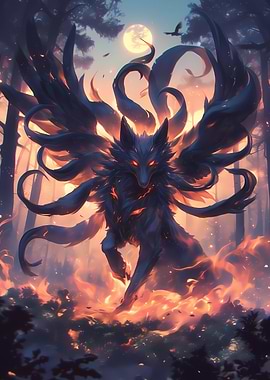 Nine-Tailed Fox in Forest