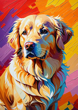Colorful Golden Retriever Portrait