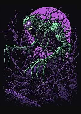 Death Awakens – Horror Skull Wall Art | Dark Fantasy Monster Poster | Metal Aesthetic Decor