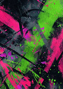 Abstract Neon Splatter Art