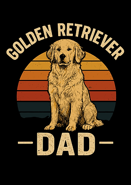 Golden Retriever Dad Retro Design