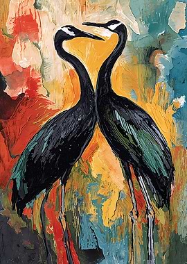 Two Cranes Painting