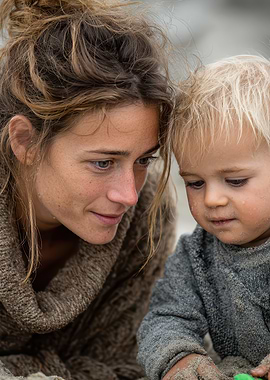 Mother and Child at the Beach