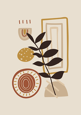 Abstract Botanical Art with Geometric Shapes