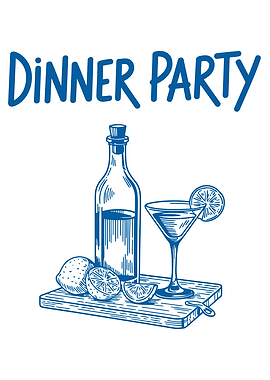Dinner Party Illustration with Cocktail and Bottle