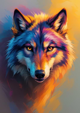 Vivid Alpha Wolf Portrait