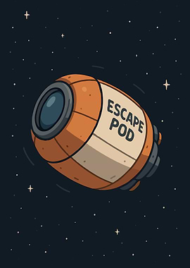 Cartoon Escape Pod in Space