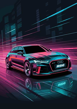 Audi RS6 Avant Neon Cityscape