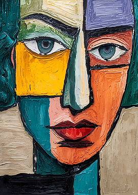 Abstract Portrait Painting with Bold Colors