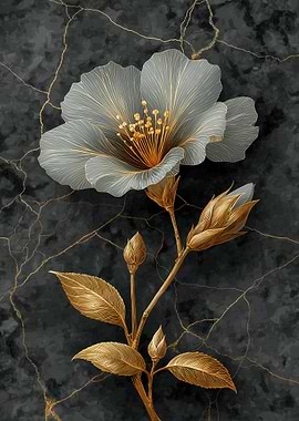 Elegant Floral Art on Marble