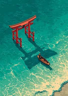 Torii Over Turquoise Waters