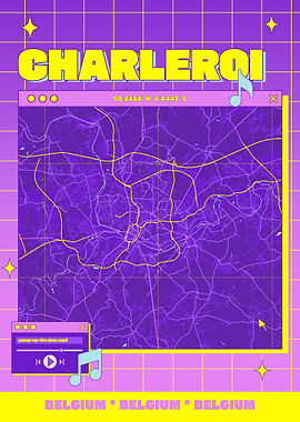 Charleroi Map Retro Style