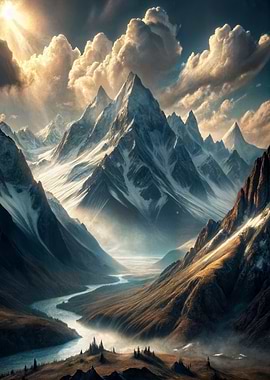 Majestic Mountain Landscape with River