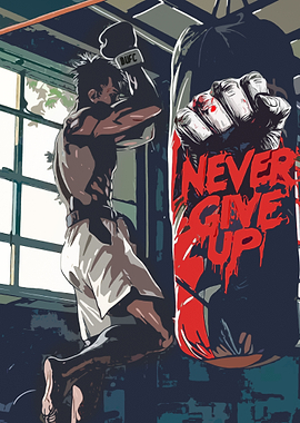 Boxer Training with Punching Bag