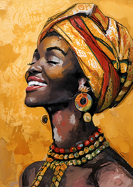 African Woman Portrait with Turban