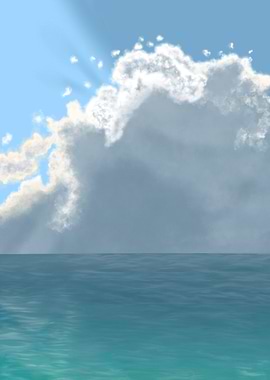 Ocean view with clouds and sunlight