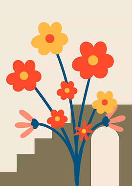 Retro Floral Bouquet Illustration