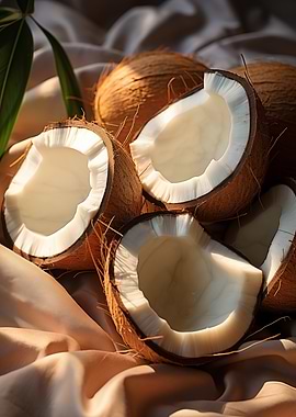 Coconuts on Silky Fabric
