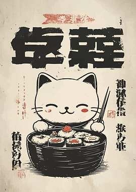 Japan Cute Cat Sushi