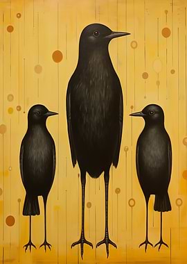 Black Birds on Yellow
