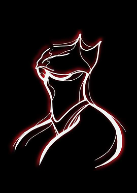 Abstract woman body with Red neon