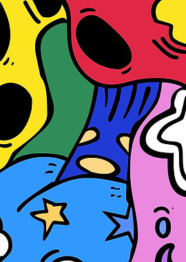 Colorful Abstract Cartoon Doodle