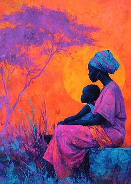 Mother and Child African Art Painting