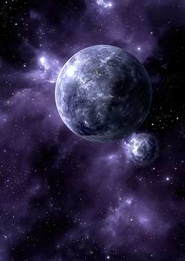 Planets in a purple nebula