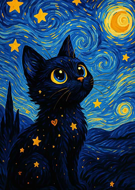 Starry Night Cat