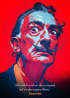 Salvador Dali Portrait with Quote