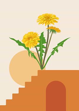 Dandelions on Stairs Digital Art