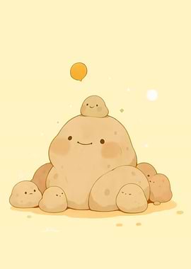 Cute Potato Family Illustration