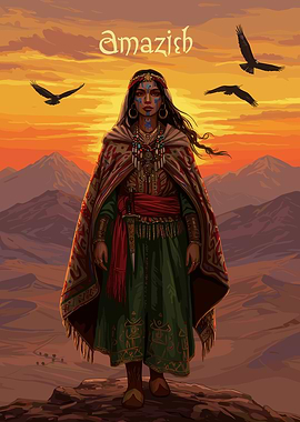 Amazigh Woman in Desert Landscape