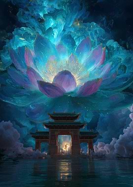 Lotus Gate Fantasy Landscape