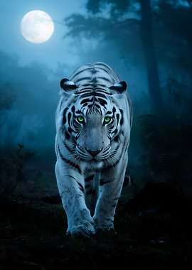 White Tiger in Moonlight