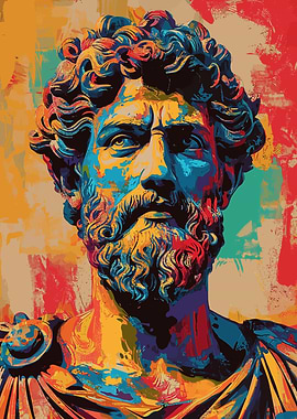Colorful Marcus Aurelius Statue Portrait