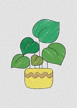 manually crayoned texture philodendron