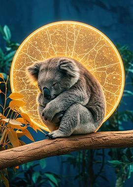 Sleeping Koala with Golden Halo