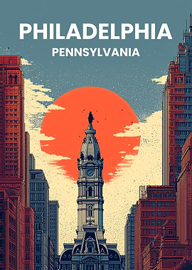 Philadelphia Pennsylvania Cityscape Art