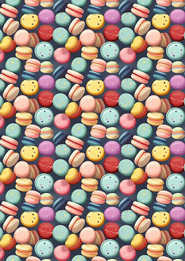 Colorful Macarons Seamless Pattern