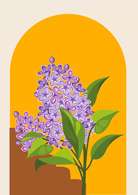 Lilac Flower Illustration with Arch Background
