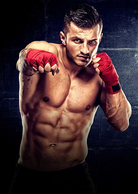 Boxer with Red Hand Wraps