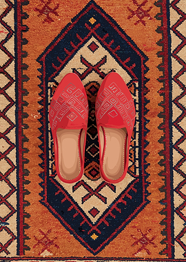 Red Shoes on Moroccan Rug