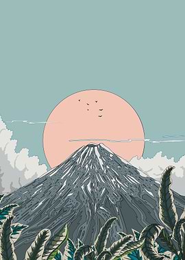 Mount Fuji Landscape with Rising Sun