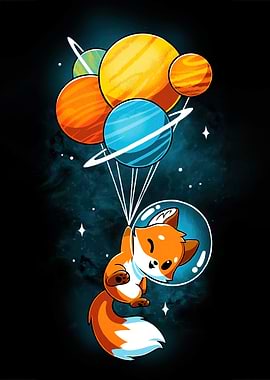 Fox Astronaut Planet Balloons