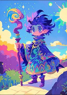 Cartoon Wizard Staff Landscape