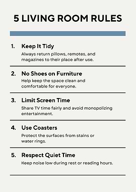 5 Living Room Rules Poster