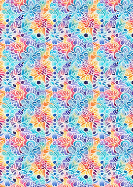 Colorful Floral Pattern Watercolor Style